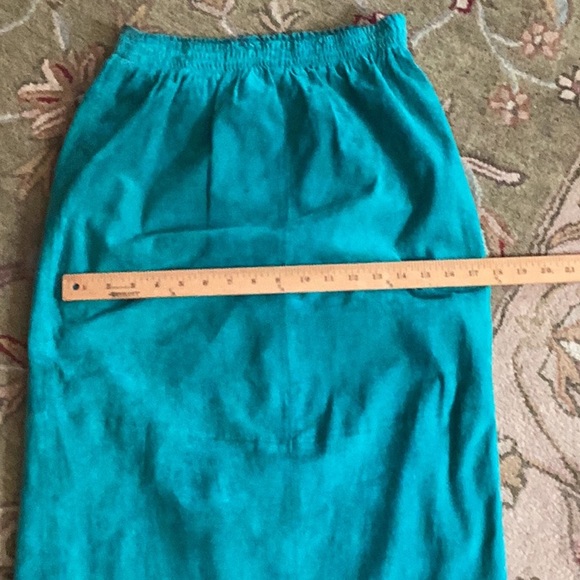 🗽TURQUOISE Suede LEATHER Vintage Skirt MAXI COOL  Sz Medium - Picture 9 of 16
